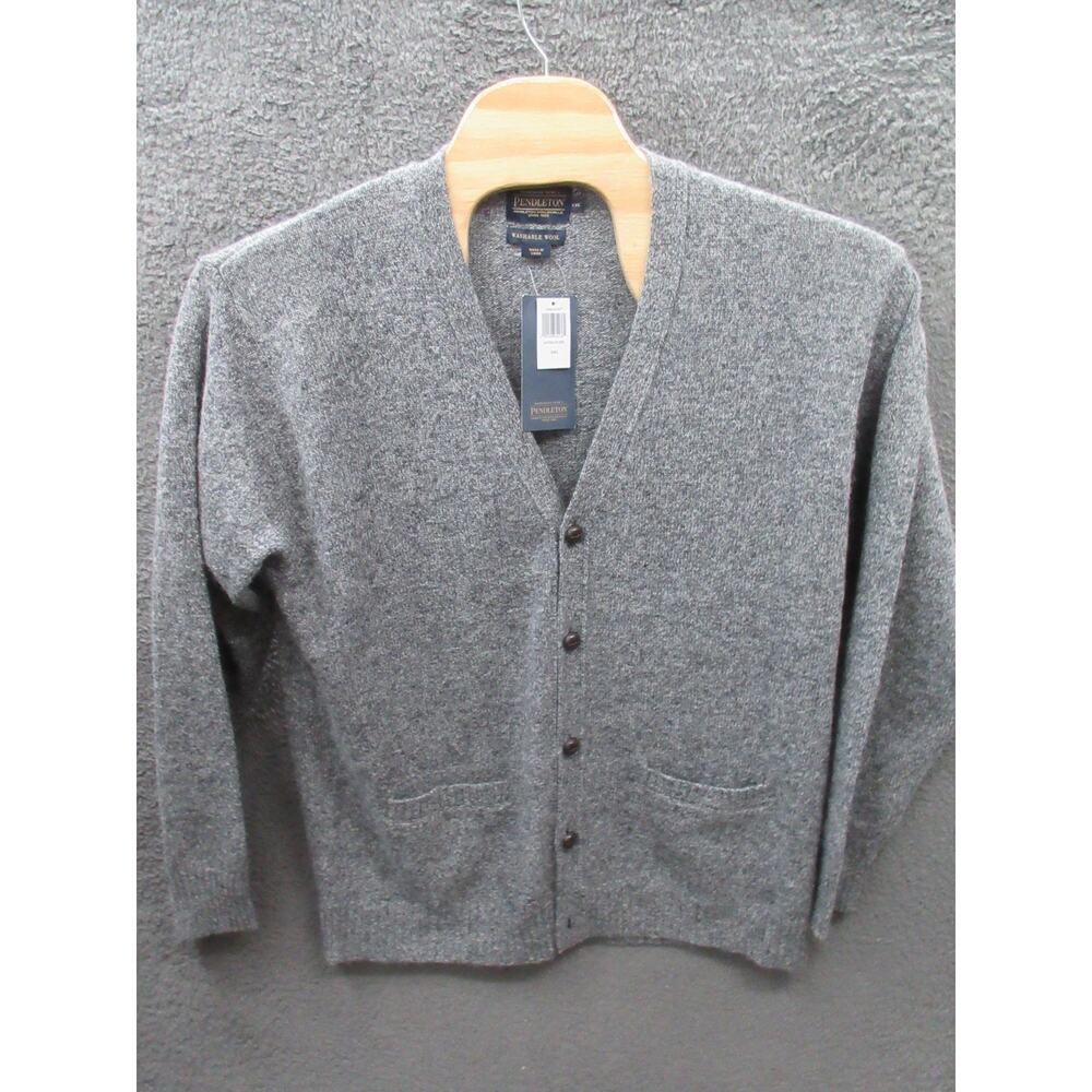 NWT Pendleton Cardigan Sweater Mens XXL Gray 100% Shetland Washable Wool
